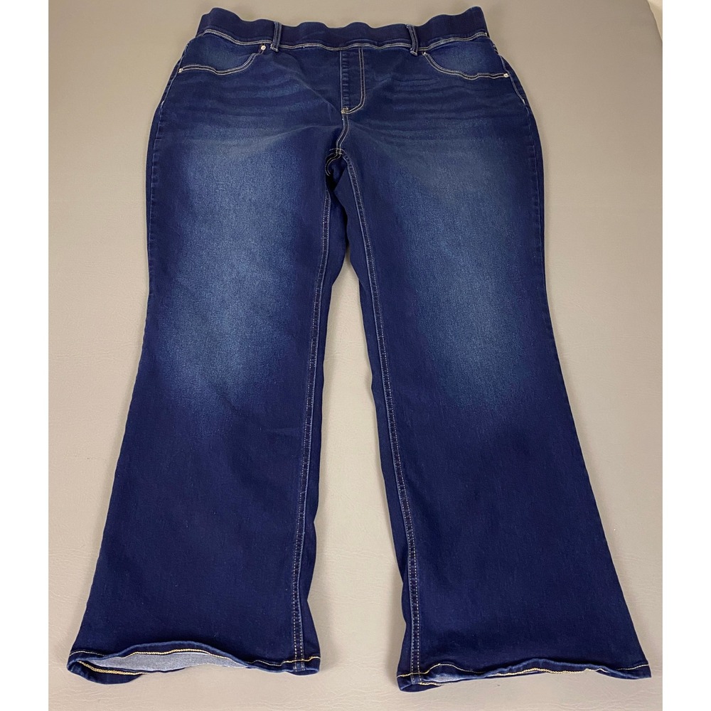 Terra & Sky Bootcut Jeans Pull On Women's Plus Size 2X 20W-22W Dark Wash Stretch